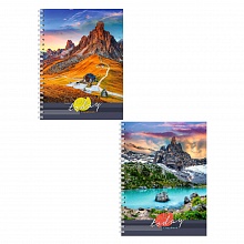 Тетрадь спираль  48л клетка Горный пейзаж Проф-Пресс, 48-4582