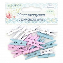 Декоративный элемент Прищепка 18шт белый, нежно-голубой, нежно-лавандовый Рукоделие MPD-08