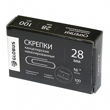 Скрепки 28мм 100шт никелированные Globus Quality, С28-100нч
