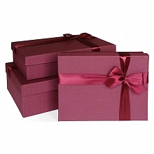 Коробка подарочная прямоугольная 29x19x8см бордовая с бантом Д10103П.320.1