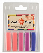 Глина 20гр 5цв., Craft&Clay Ягодный сорбет, полимерная, CCL03