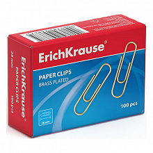 Скрепки 28мм 100шт омедненные Erich Krause, 24867