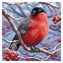 Мозаика алмазная 20х20см Снегирь BrilliArt, МС-002