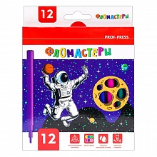 Фломастеры 12 цветов вентилируемый колпачок Space theme Проф-Пресс, ФВ-1444