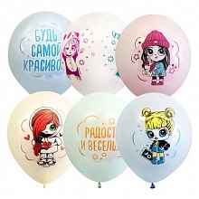 Шарики воздушные М12 30см Пастель Macaroons Baby Girls ассорти 25шт (цена за упак) 6073756