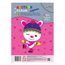 Картон 9 цв 10л + 2 трафарета на спирали Фигуристка КТС-ПРО, С2819-03