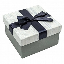 Коробка подарочная квадратная 13х13х7,5см с бантом Голубая OMG, 720365/1