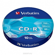 Диск CD-R 700MB 52x 10шт (цена за шт) Verbatim, 43725