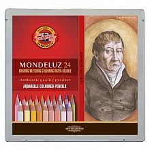 Карандаши акварельные 24 цв. металлический пенал Portrait Mondeluz Koh-I-Noor, 3724/24PL