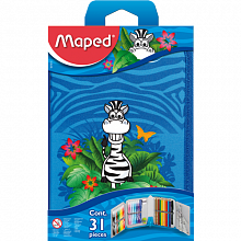 Пенал с наполнением 31 предмет 1 отделение, 2 откидные планки MAPED Jungle 967814