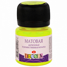 Краска акриловая матовая 20мл лайм Decola 14326734