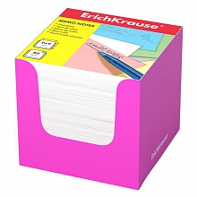 Блок для записи 9х9х9см белый, розовый картонный бокс Erich Krause, 37010