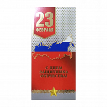 Открытка евро 23 Февраля с конвертом 023.501 МП