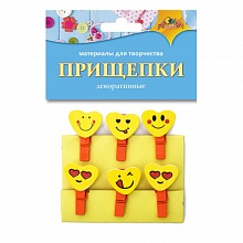 Декоративный элемент Прищепка 6шт Смайлики КТС-ПРО, С3574-13