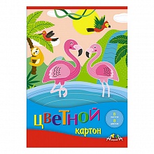 Картон 8цв 8л А5 немелованный в папке Фламинго КТС-ПРО, С0011-23