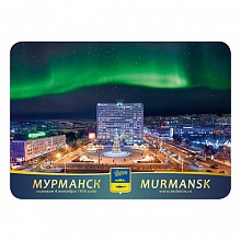 Магнит Мурманск 70х98 мм, Вид на пл. Пять углов сияние МГН2Б-07