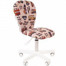 Кресло детское Chairman Kids 105 White тканевое покрытие с рисунком Автобусы