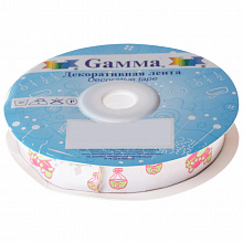 Лента жаккардовая 16мм х 10м салатовый/розовый цвет (цена за 1 метр) Gamma, TJR-73