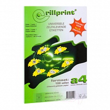 Наклейки бумажные А4 белые 24шт/лист 100л Rillprint, 89112
