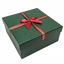 Коробка подарочная квадратная 18х18х9см Новый год Зеленая OMG-GIFT 720300-230