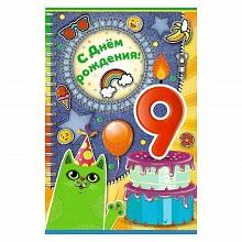 Открытка А5 средняя С днем рождения 9 лет 13.910.00 ИП