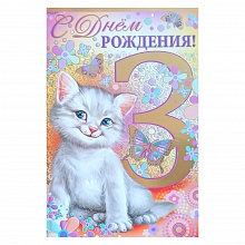 Открытка А5 средняя С днем рождения 3 года 13.689.00 ИП