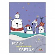 Картон белый 6л А4 мелованный в папке Белые друзья КТС-ПРО, С1087-18