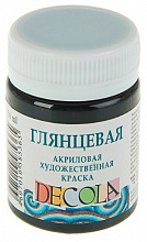 Краска акриловая глянцевая 50мл черная Decola 2928810