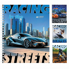 Тетрадь спираль 48л клетка VK Racing Hatber, 48Т5С1гр