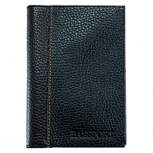 Обложка для паспорта из натуральной кожи черная Вектор Bossi, ОП-103-1510/1520