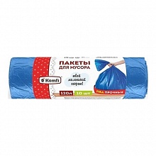 Пакет для мусора 120л рулон 10шт ПВД 60мкм голубые Komfi PM1210SR