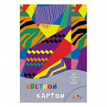 Картон 10цв 10л А4 немелованный в папке Цветная абстракция КТС-ПРО, С9288-02