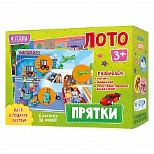 Лото Прятки 6 карточек 36 фишек ГЕОДОМ, 4607177456317