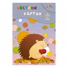 Картон 10цв 10л А4 немелованный в папке Ежик с яблоками КТС-ПРО, С9288-01