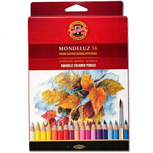 Карандаши акварельные 36 цв. с кисточкой Mondeluz Koh-I-Noor, 3719/36