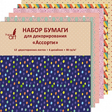 Цветная бумага для декорирования 29х29см 12л 80г/м2 двусторонняя Ассорти Paper Art НБД12336