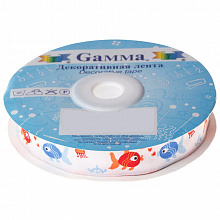 Лента жаккардовая 16мм х 10м синий/красный цвет Gamma (цена за 1 метр), TJR-72