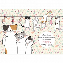 Альбом для рисования А4 40л скоба Жизнь котиков Проф-Пресс, 40-1016