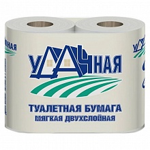 Бумага туалетная двухслойная 4 рулона белая Удачная Linia VEIRO, 1C24Y