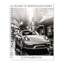 Тетрадь спираль  96л клетка Черное и белое. Авто КТС-ПРО, С0262-104