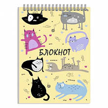 Блокнот А6 80л спираль клетка Смешные коты Феникс 53005