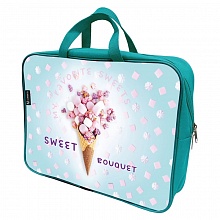 Папка на молнии А4 1 отделение ткань с ручками Sweet Bouquet LAMARK, DC0125-04