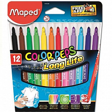 Фломастеры 12 цветов MAPED Color Peps Long Life 845020