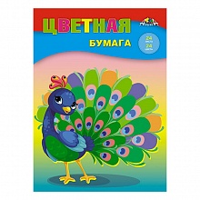 Цветная бумага 24цв 24л А4 Павлин КТС-ПРО, С2802-11