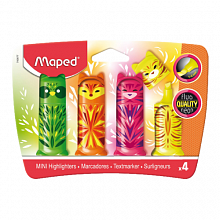 Набор текстовыделителей 4цв устойчивые к свету Fluo Peps Mini Friends MAPED, 743677