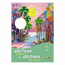 Цветная бумага 8цв 8л + картон 8цв 8л А4 Волшебный лес КТС-ПРО, С0156-21