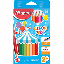 Карандаши  12 цв трехгранные ударопрочные утолщенные MAPED Jumbo 834010