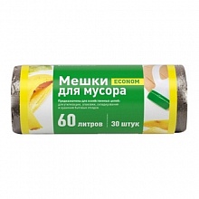 Пакет для мусора 60л рулон 20шт ПНД эконом, MUS6020