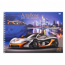 Альбом для рисования А4 40л спираль Авто и ночной город Проф-Пресс, 40-1239
