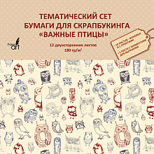 Бумага для скрапбукинга  33х33см 12л 180г/м2 Paper Art Важные птицы (цена за лист) НБС12400